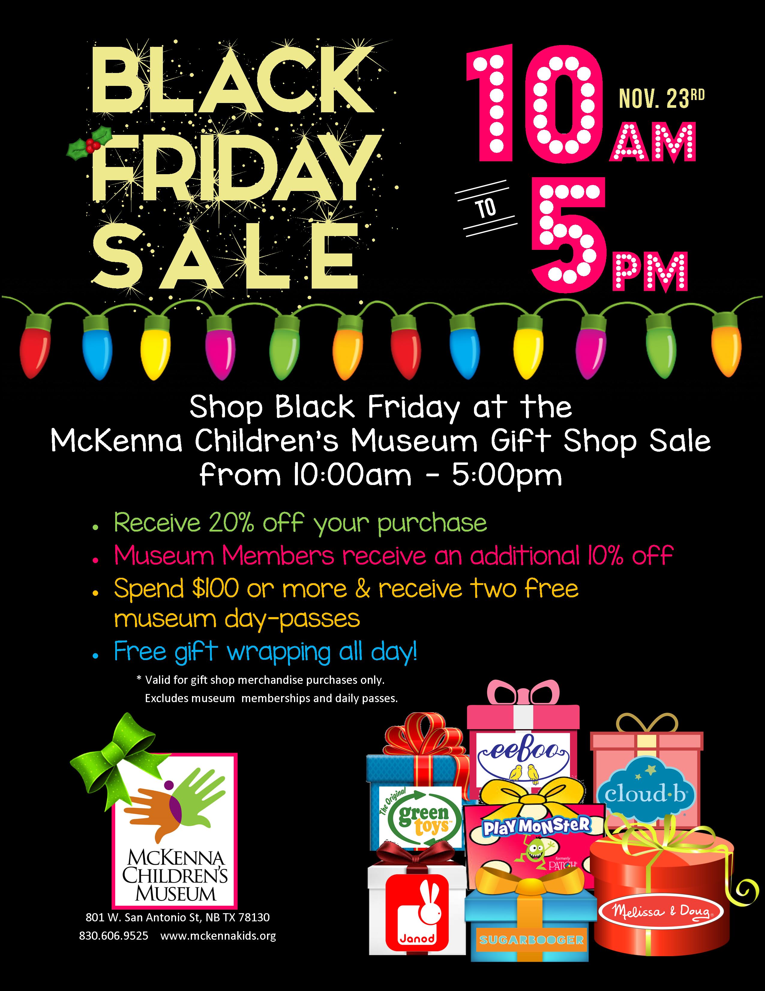 downtown new braunfels McKenna children's museum Black Friday sale